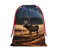 JxWCher Large Xmas Gift Bag, Elk in the meadow Drawstring Storage Pouch Fade-Resistant with Secure Closure, Home, Office, Travel, Gift Giving