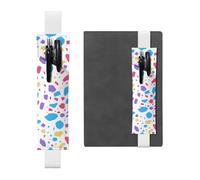 JxWCher Leather Pen Holder Bookmark for Notebook Deco,Colorful Terrazzo Print Book Mark Elastic Pen Pouch Organizer