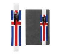 JxWCher Leather Pen Holder Bookmark for Notebook Deco,Flag of Iceland Print Book Mark Elastic Pen Pouch Organizer