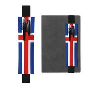 JxWCher Leather Pen Holder Bookmark for Notebook Deco,Flag of Iceland Print Book Mark Elastic Pen Pouch Organizer