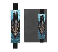 JxWCher Leather Pen Holder Bookmark for Notebook Deco,Flying Dragon Print Book Mark Elastic Pen Pouch Organizer