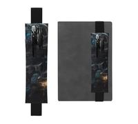 JxWCher Leather Pen Holder Bookmark for Notebook Deco,Future Robot Print Book Mark Elastic Pen Pouch Organizer