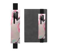 JxWCher Leather Pen Holder Bookmark for Notebook Deco,Love Flamingo Print Book Mark Elastic Pen Pouch Organizer