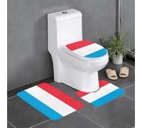 JxWCher Non-Slip 3PC Bathroom Rug Set, Luxembourg Flag Print Toilet Mat Shower Rugs, Soft Absorbent Bath Mat