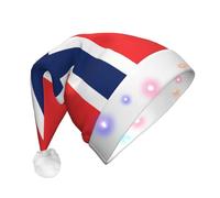 JxWCher Norwegian flag Print Christmas Hat, Large Soft LED Santa Beanie Hat, for Holiday Parties and Seasonal Events, Xmas tree Decor