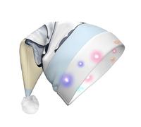 JxWCher Novelty LED Shine Santa Hat - White Snowy Mountains Print Festive Xmas Beanie for Adults, Holiday New Year Party Accessory Supplies