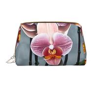 JxWCher Portable Makeup Bag, Travel Organizer with Zipper, Large Cosmetic Bag, Blooming Orchids Print Toiletry Case