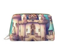 JxWCher Portable Makeup Bag, Travel Organizer with Zipper, Large Cosmetic Bag, Classical castle Print Toiletry Case