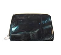 JxWCher Portable Makeup Bag, Travel Organizer with Zipper, Large Cosmetic Bag, Future Robot Print Toiletry Case