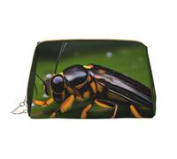 JxWCher Portable Makeup Bag, Travel Organizer with Zipper, Large Cosmetic Bag, Insects on leaves Print Toiletry Case