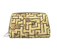 JxWCher Portable Makeup Bag, Travel Organizer with Zipper, Large Cosmetic Bag, Treasure Maze Print Toiletry Case