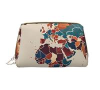 JxWCher Portable Makeup Bag, Travel Organizer with Zipper, Large Cosmetic Bag, World Map Outline Print Toiletry Case