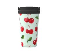 JxWCher Red Cherries and Leaves Print Travel Coffee Mug 16Oz, Hot/Ice Drinking Thermal Cup, Leakproof, for Office, Car