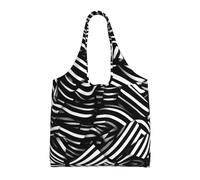 JxWCher Reusable Canvas Tote Bag, Black and white lines Grocery Bag Shopping Shoulder Bags for Work DIY Festival Present bag