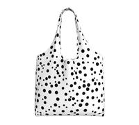 JxWCher Reusable Canvas Tote Bag, Black And White Polka Dot Grocery Bag Shopping Shoulder Bags for Work DIY Festival Present bag