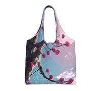 JxWCher Reusable Canvas Tote Bag, Small pink flowers Grocery Bag Shopping Shoulder Bags for Work DIY Festival Present bag