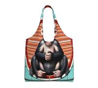 JxWCher Reusable Canvas Tote Bag, The silent monkey Grocery Bag Shopping Shoulder Bags for Work DIY Festival Present bag