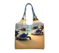 JxWCher Reusable Canvas Tote Bag, turtles on the beach Grocery Bag Shopping Shoulder Bags for Work DIY Festival Present bag