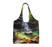 JxWCher Reusable Canvas Tote Bag, Waterfall Views Grocery Bag Shopping Shoulder Bags for Work DIY Festival Present bag