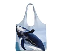 JxWCher Reusable Canvas Tote Bag, Whales at sea Grocery Bag Shopping Shoulder Bags for Work DIY Festival Present bag