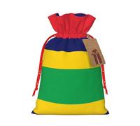 JxWCher Reusable Christmas Gift Bags, Flag of Mauritius Xmas Gift Wrapping,Festival Treat Pouch Bags for Holiday Parties