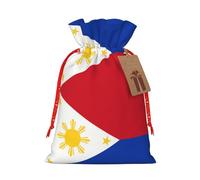 JxWCher Reusable Christmas Gift Bags, Philippine flag Xmas Gift Wrapping,Festival Treat Pouch Bags for Holiday Parties
