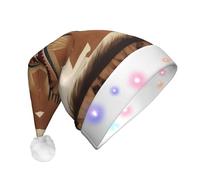 JxWCher Santa Hat, Fun Holiday Parties Light-Up Decor, Native American Patterns Print Cozy Adult Christmas Beanie, Xmas Costumes Headdress