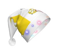 JxWCher Santa Hat, Fun Holiday Parties Light-Up Decor, Vatican flag Print Cozy Adult Christmas Beanie, Xmas Costumes Headdress