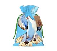 JxWCher Seagulls in flight Print Christmas Gift Bag Gift Pouches with Drawstring, Rustic Holiday Party Favor Bags Medium
