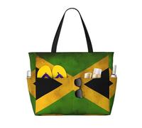 JxWCher Solid color light brown Print 28L Large Beach Tote Bag, 7 Pockets Waterproof Travel Shoulder Bag, Gym Oversized Tote, Old Jamaican Flag, One Size