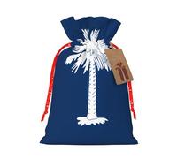 JxWCher South Carolina Flag Print Christmas Gift Bag Gift Pouches with Drawstring, Rustic Holiday Party Favor Bags Small