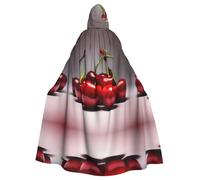 JxWCher Spooky Adult Halloween Hooded Cloak, Chinese style Print Versatile Costume Cape for Men & Women Party, Chilean Cherries, One Size