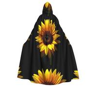 JxWCher Spooky Adult Halloween Hooded Cloak, Colorful Cute Dog Print Versatile Costume Cape for Men & Women Party, A Lonely Sunflower, One Size