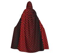 JxWCher Spooky Adult Halloween Hooded Cloak, Cute Dinosaurs Print Versatile Costume Cape for Men & Women Party, Red Triangle Matrix, One Size