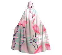 JxWCher Spooky Adult Halloween Hooded Cloak, Cute little fox Print Versatile Costume Cape for Men & Women Party, Love Flamingo, One Size