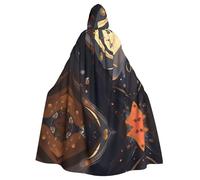 JxWCher Spooky Adult Halloween Hooded Cloak, Cute owl Print Versatile Costume Cape for Men & Women Party, Dark Medium, One Size