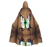 JxWCher Spooky Adult Halloween Hooded Cloak, Happy Birthday Balloon Print Versatile Costume Cape for Men & Women Party, Cute Little Butterfly, One Size