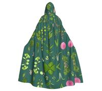JxWCher Spooky Adult Halloween Hooded Cloak, Smiling Succulents Print Versatile Costume Cape for Men & Women Party, Flowers and Plants, One Size