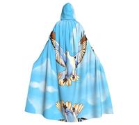JxWCher Spooky Adult Halloween Hooded Cloak, White Snowy Mountains Print Versatile Costume Cape for Men & Women Party, Seagulls in Flight, One Size
