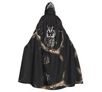 JxWCher Spooky Adult Halloween Hooded Cloak, White Snowy Mountains Print Versatile Costume Cape for Men & Women Party, Late Night Owl, One Size