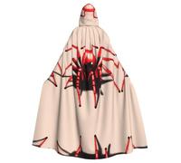 JxWCher Spooky Adult Halloween Hooded Cloak, White Snowy Mountains Print Versatile Costume Cape for Men & Women Party, Cute Little Red Spider, One Size