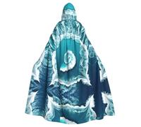 JxWCher Spooky Adult Halloween Hooded Cloak, White Snowy Mountains Print Versatile Costume Cape for Men & Women Party, Sea of Love, One Size