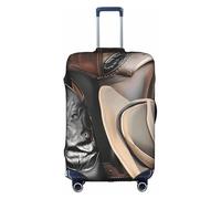 JxWCher Stretch Luggage Cover for Travel, Cowboy Hat Western Boots Print Luggage Case Cover, Easy Find Suitcase Protector, White, S