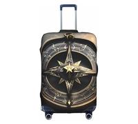 JxWCher Stretch Luggage Cover for Travel, Magical Runes Compass Print Luggage Case Cover, Easy Find Suitcase Protector, White, S