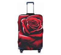 JxWCher Stretch Luggage Cover for Travel, Romantic Red Rose Print Luggage Case Cover, Easy Find Suitcase Protector, White, S