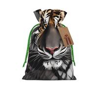JxWCher Tiger at rest Print Christmas Gift Bag Gift Pouches with Drawstring, Rustic Holiday Party Favor Bags Medium