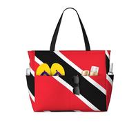 JxWCher Trinidad and Tobago flag Print 28L Beach Tote Bag, Water-resistant Travel Tote, Lightweight Gym & Camping Carryall
