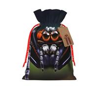 JxWCher Tropical rainforest spiders Print Burlap Drawstring Gift Bags for Christmas, Rustic Holiday Treat Pouches Gift Wrapping