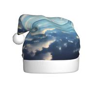 JxWCher White clouds over the sea Print Christmas Hat Santa Hat, Fun Festive for Xmas Tree Decor, Party & Costume Accessory