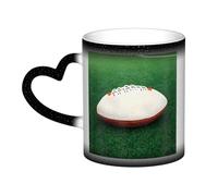 JxWCher White Rugby Ball Print Heat Sensitive Color Changing Mug - Ceramic Coffee Cup, Starry Milk Mug for Breakfast, Couples, Gifts-Black